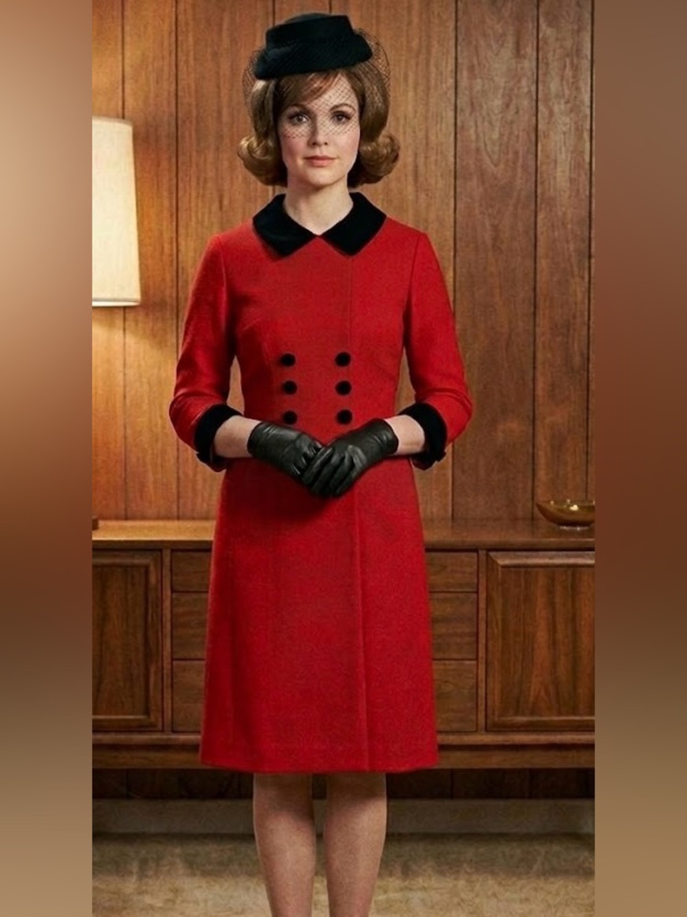 VTG Miss Dorby Velvet trim dress